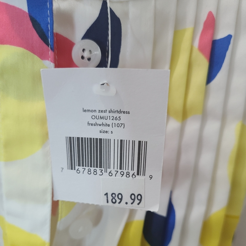 Kate Spade Lemon Zest Stretch Cotton Sleeveless Shirtdress Sz S NWT - Picture 8 of 16